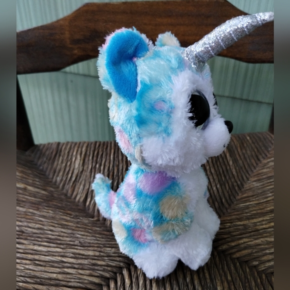 โ2021 TY Beanie Boos 7" HELENA Unicorn Husky Dog Animal Plush Toy wide eye plush - Picture 4 of 13